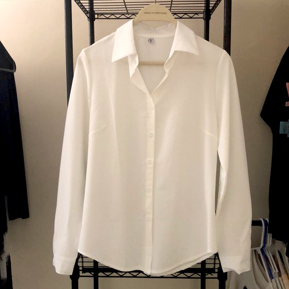 Plain clean white button down.